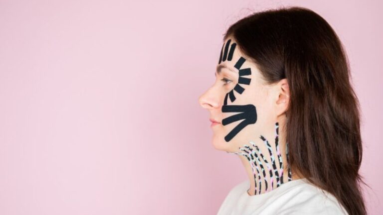 plastry do tapingu twarzy, taping twarzy plastry, taping twarzy efekty, kinesiotaping, kinesiotaping na zmarszczki, taping estetyczny, facetaping