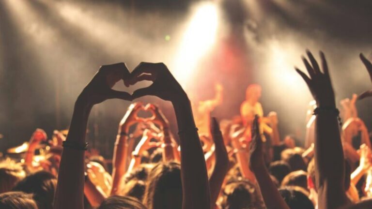 zoom na uniesione ręce na koncercie