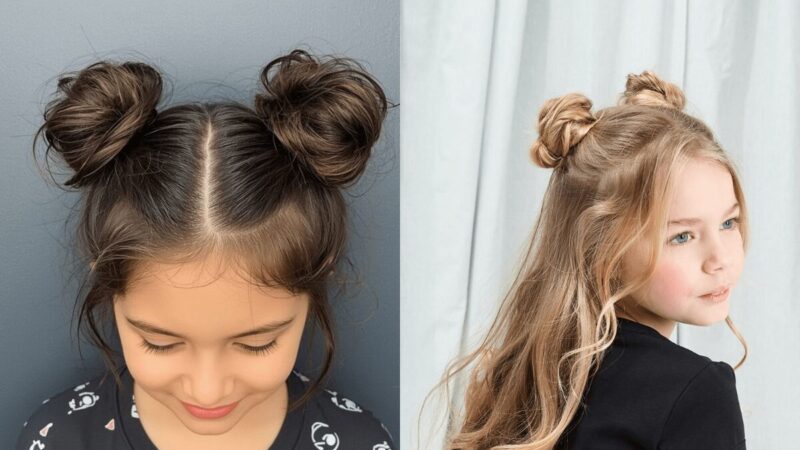 Fryzura z koczkami na czubku głowy