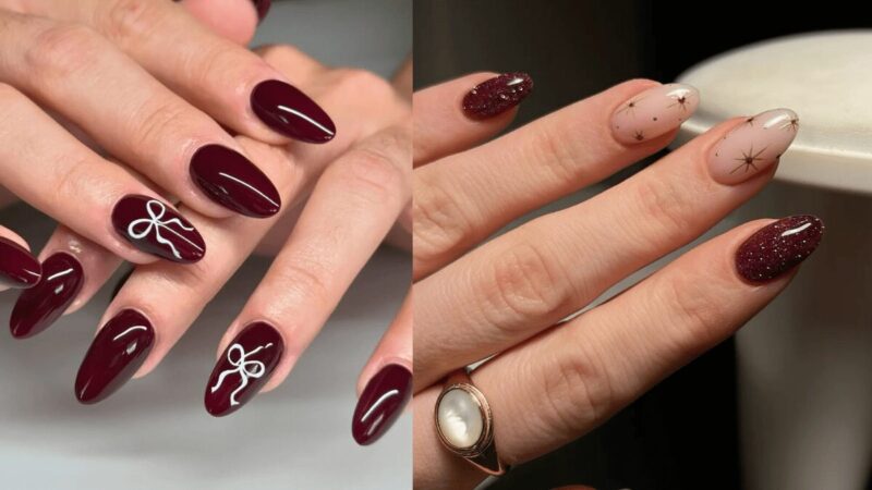 Paznokcie na święta w kolorze czerwonego wina