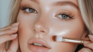 Dziewczyna w promiennym makijażu