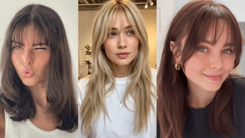 Przykłady Wispy Bangs - dziewczyny z delikatną grzywką na czole