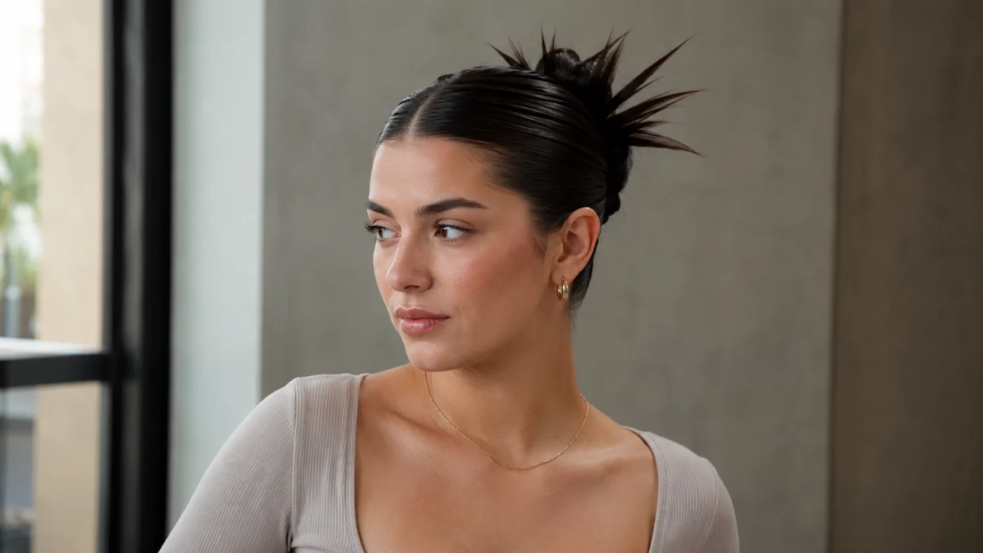 Dziewczyna z fryzurą typu spiky bun
