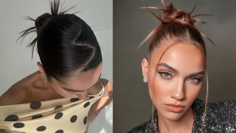 Dziewczyny z fryzurą typu spiky bun