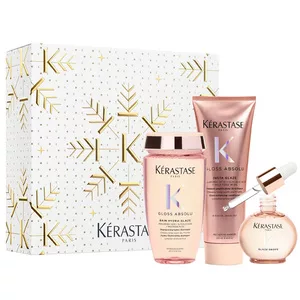 Kerastase Gloss Absolu Trio, zestaw prezentowy do włosów puszących, szampon + odżywka + olejek