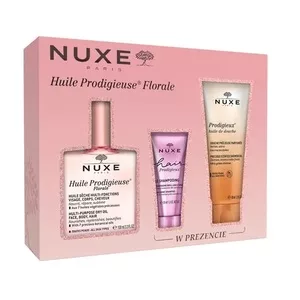 Nuxe Huile Prodigieuse Florale zestaw suchy olejek 100ml + szampon do włosów 30ml + olejek pod prysznic 100ml