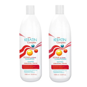 CeCe Total Keratin Complex, zestaw XL do odbudowy i połysku z keratyną i czereśnią, szampon + odżywka, 2x1000ml