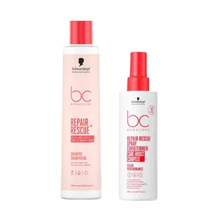 Schwarzkopf BC Repair Rescue, zestaw regenerujący do włosów zniszczonych, szampon 250ml + odżywka w sprayu 200ml