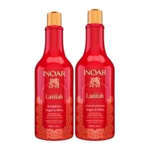 INOAR Latifah Argan & Mirra Duo, zestaw wygładzający i odżywiający włosy, szampon + odżywka, 2x500ml