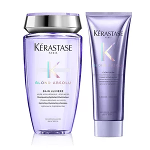 Kerastase Blond Absolu, zestaw rozświetlająco-wzmacniający do włosów blond, kąpiel Lumiere 200ml + odżywka Cicaflash 250ml