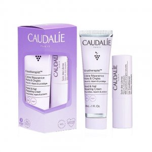 Caudalie Vinotherapist zestaw regenerujący krem do rąk i paznokci 30ml + odżywczy balsam do ust 4.5g