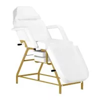 Fotel kosmetyczny Activeshop 557G z kuwetami złoto biały - dostępny w 48h