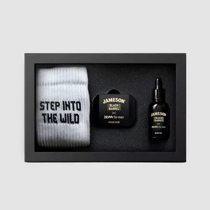 ZEW For Men Nieokiełznany Drwal Jameson Black Barrel, zestaw prezentowy dla mężczyzn, olejek + balsam + skarpetki
