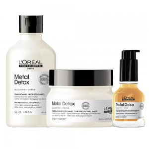 Loreal Metal Detox, zestaw po koloryzacji i dekoloryzacji, szampon + maska + olejek