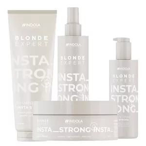 Indola Blonde Expert Insta Strong, zestaw pielęgnujący do włosów blond, szampon + odżywka + maska + krem