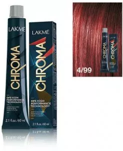 Lakme Chroma, farba do włosów o łagodnej formule, 4/99, 60ml