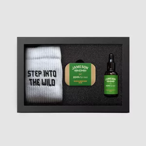 ZEW For Men Nieokiełznany Drwal Jameson, zestaw prezentowy dla mężczyzn, olejek + balsam + skarpetki