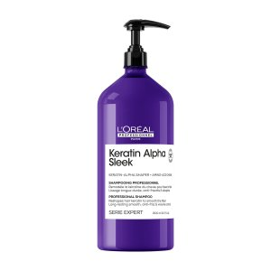 Loreal Keratin Alpha Sleek, szampon wygładzający do włosów puszących się, 1500ml