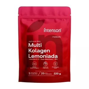 Intenson Multi Kolagen Lemoniada + witamina C + kwas hialuronowy + OPC suplement diety Truskawka 220g