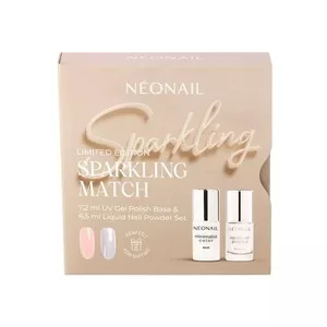 Neonail Sparkling Match, zestaw baza hybrydowa i pyłek do paznokci, 7.2ml + 6.5ml