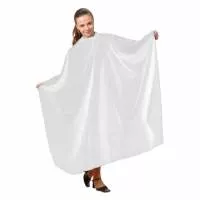 Fox Silky Line, peleryna fryzjerska biała, profesjonalna, impregnowana, 128x150 cm