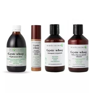 Bioelixire, kompleksowy zestaw przeciw wypadaniu włosów "Gęste Włosy", szampon + odżywka + serum + syrop