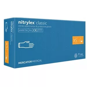 Mercator Nitrylex Classic, rękawiczki nitrylowe, niebieskie, rozmiar XS, 100szt