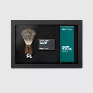 ZEW For Men Gładki Golibroda, zestaw prezentowy dla mężczyzn, mydło + balsam + pędzel