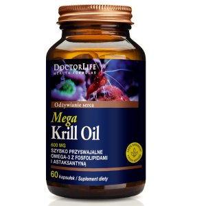 Doctor Life Mega Krill Oil Omega 3 EPA & DHA olej z kryla 600mg suplement diety 60 kapsułek