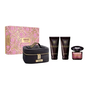 Versace Crystal Noir zestaw woda perfumowana spray 90ml + balsam do ciała 100ml + żel pod prysznic 100ml + kosmetyczka (W)