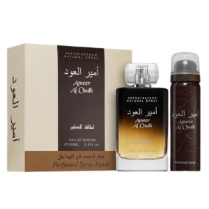 Lattafa Ameer Al Oudh zestaw woda perfumowana spray 100ml + dezodorant spray 50ml (U)