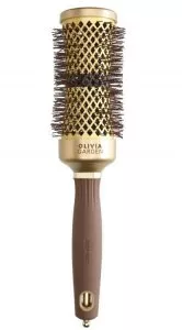 Olivia Garden Expert Blowout Curl, ceramiczna szczotka z jonizacją do włosów, Wavy Bristles Gold&Brown 45mm