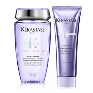 Kerastase Blond Absolu, zestaw rozświetlająco-wzmacniający do włosów blond, kąpiel Lumiere 200ml + odżywka Cicaflash 250ml