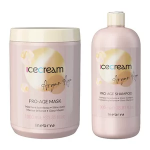 Inebrya Ice Cream Argan Age Pro-Age, zestaw nabłyszczający do włosów matowych, szampon + maska, 2x1000ml