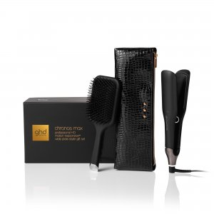 ghd Black Chronos Max Styler, zestaw prezentowy, prostownica + szczotka do włosów + etui