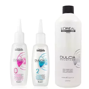 Loreal Dulcia Advanced, zestaw do trwałej ondulacji, płyny 0 + 2 2x75ml + utrwalacz 1000ml
