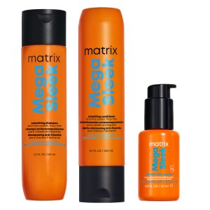 Matrix Mega Sleek, zestaw wygładzający włosy, szampon + odżywka + olejek, 300ml x2 + 50ml
