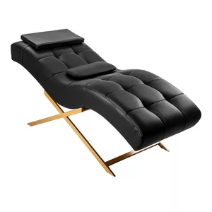 Fotel zabiegowy do rzęs Sillon Alba czarny ze złotą podstawą - dostępny w 48h