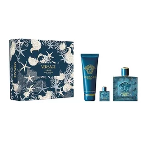 Versace Eros zestaw perfumy spray 100ml + perfumy spray 5ml + żel pod prysznic 150ml (M)