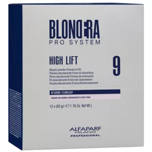 Alfaparf Milano Blondera, High Lift, rozjaśniacz do włosów, 9 tonów, 12x50g