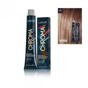 Lakme Chroma, farba do włosów o łagodnej formule, 6/66, 60ml