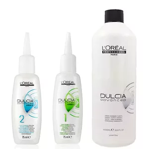 Loreal Dulcia Advanced, zestaw do trwałej ondulacji, płyny 1 + 2 2x75ml + utrwalacz 1000ml
