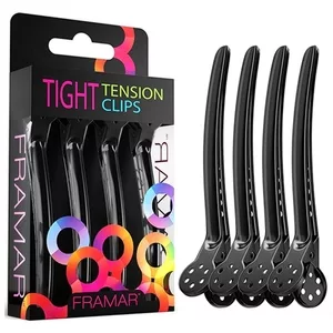 Framar Tight Tension Clips, klipsy do włosów, czarne, 4szt.
