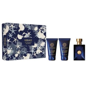 Versace Pour Homme Dylan Blue zestaw woda toaletowa spray 50ml + żel pod prysznic 50ml + balsam po goleniu 50ml (M)