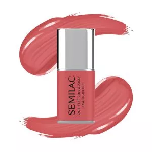 Semilac 3w1 One Step Glossy, lakier hybrydowy, S690 Coral Pink, 7ml