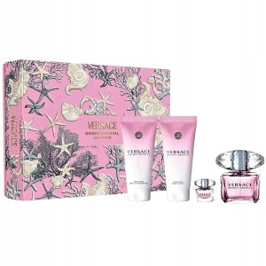 Versace Bright Crystal zestaw woda toaletowa spray 90ml + woda toaletowa 5ml + balsam do ciała 100ml + żel pod prysznic 100ml (W)