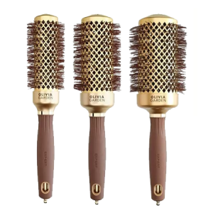 Olivia Garden Expert Blowout Shine Gold&Brown, podstawowy zestaw szczotek do modelowania włosów, 35mm + 45mm + 55mm