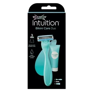 Wilkinson Intuition Bikini Care Duo zestaw maszynka do golenia z 3 ostrzami + kojący balsam po goleniu 40ml