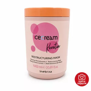 Inebrya Ice Cream Keratin, keratynowa restrukturyzująca maska do włosów, 1000ml - pęknięte zamknięcie