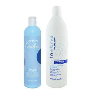 Inebrya Ondesse, zestaw do trwałej z keratyną, płyn + utrwalacz, 500ml + 1000ml